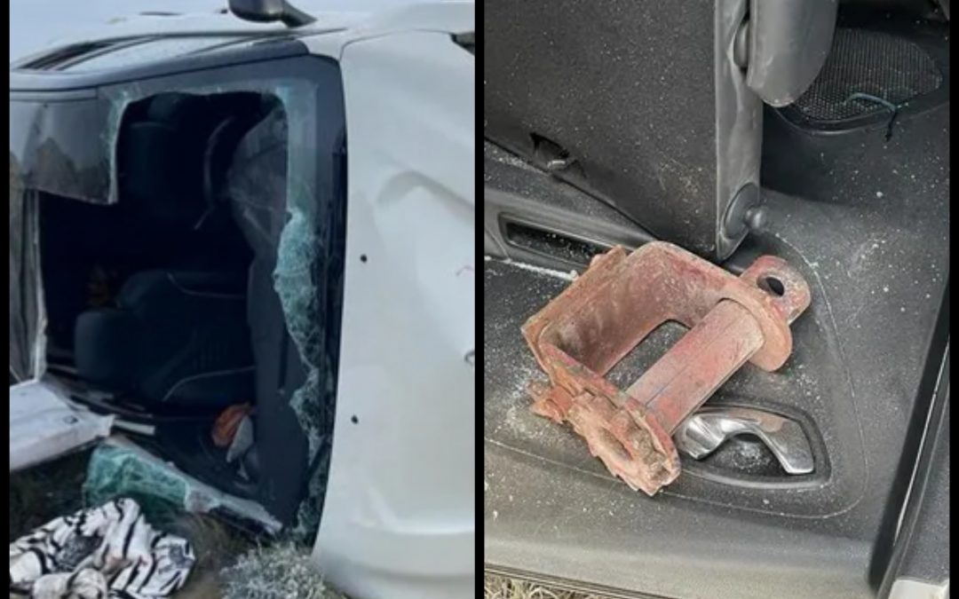 Conductor en grave estado tras ser herido por un hierro desprendido de un camión en plena ruta