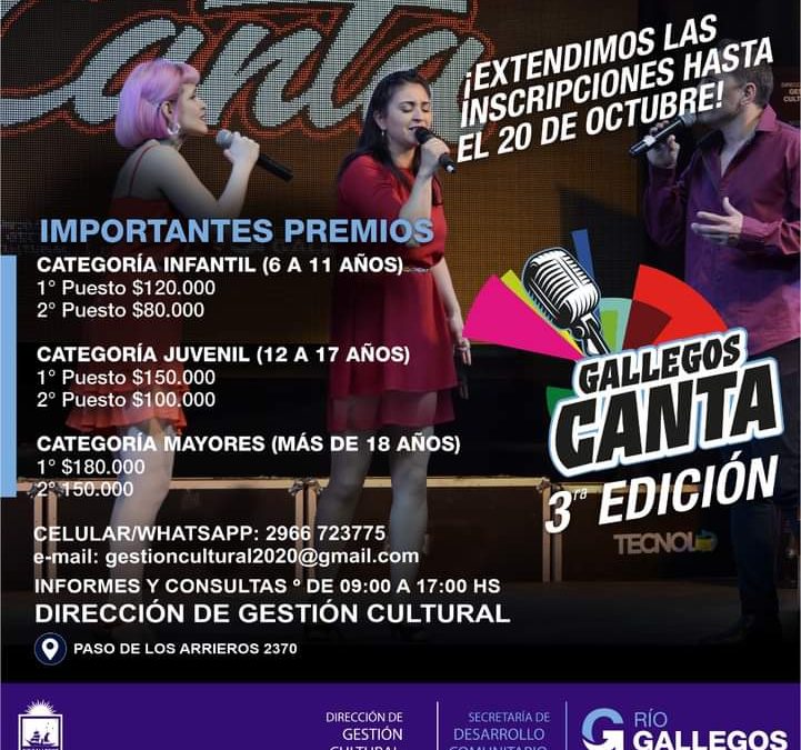 Se viene la 3ra edición del “Gallegos Canta” con importantes premios en efectivo