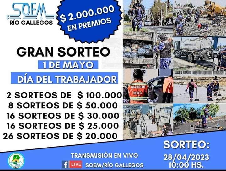SOEM: GRAN SORTEO DÍA DEL TRABAJADOR CON MÁS DE 2 MILLONES DE PESOS EN PREMIOS