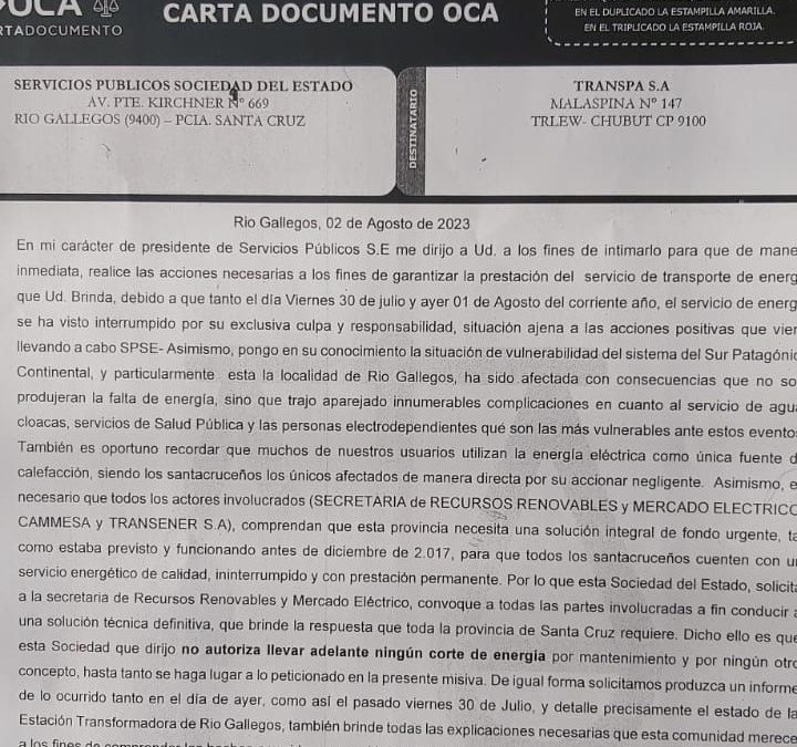 El Gobierno de Santa Cruz tomó acciones hacia los responsables de los últimos cortes de energía