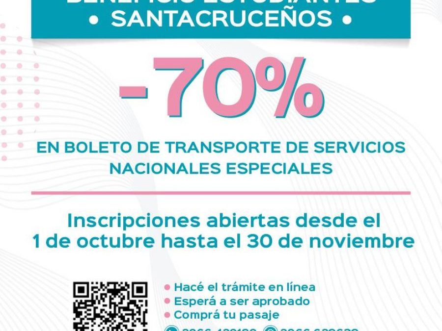 Vuelve Santa Cruz Te Une: 70% de descuento en pasajes para estudiantes santacruceños