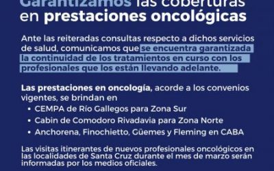 La Caja de Servicios Sociales aseguró la continuidad de los tratamientos oncológicos