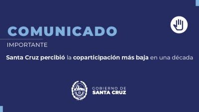 Santa Cruz percibió la coparticipación más baja en una década