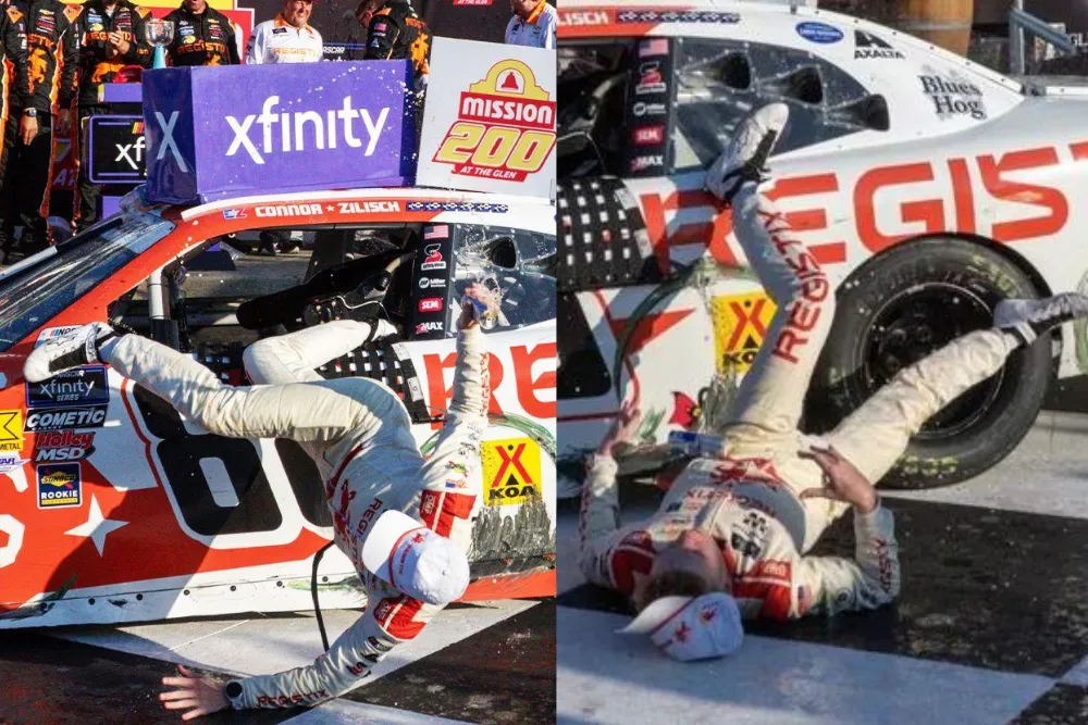 PILOTO DE NASCAR GANÓ Y EN EL FESTEJO SE ROMPIÓ TODO