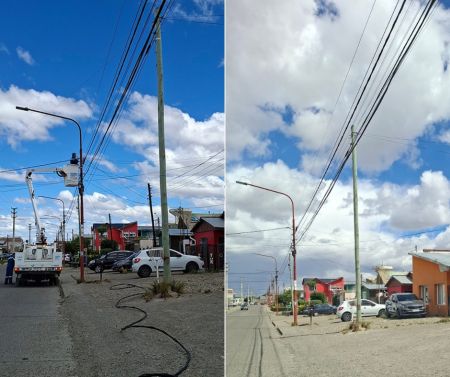 Servicios Públicos ejecuta plan de optimización del tendido eléctrico en distintos barrios de Río Gallegos