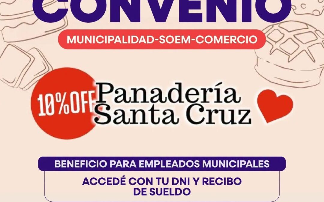 Panadería Santa Cruz ofrece un 10% de descuento a trabajadores municipales en las sucursales de Onelli y San Martín