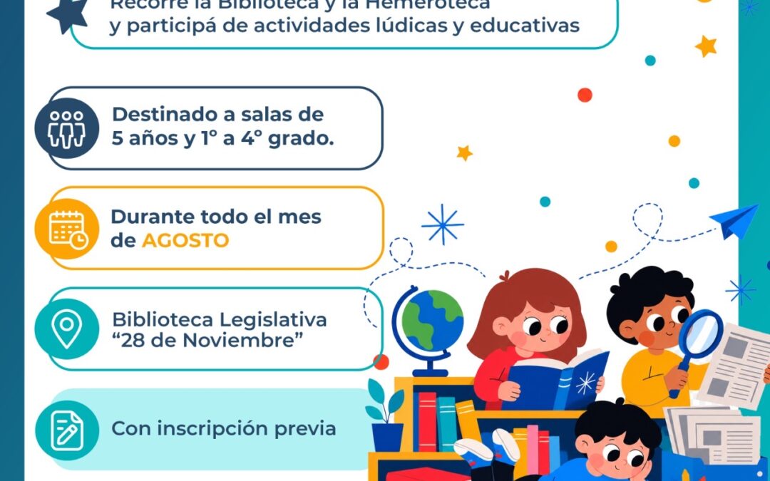 DIA DEL NIÑO: Inscripciones abiertas para visitas guiadas destinadas a salas de 5 años de jardines de infantes y estudiantes de 1° a 4° grado en la Biblioteca Legislativa