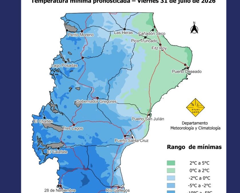 Santa Cruz se prepara para un fin de semana con nevadas y temperaturas bajo cero